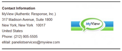 Company Information for MyView.com Authentic Response Contact Info Screenshot